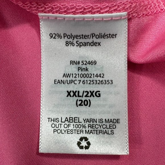 Athletic Works Womens Size XXL 20 Tee Shirt Stretch V-Neck Short Sleeve Pink New - Picture 6 of 13